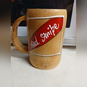 Red Stripe Vintage Bamboo Mug